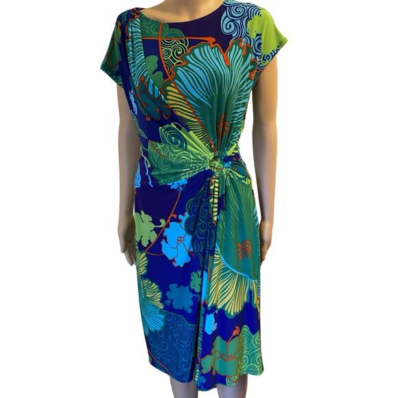 Jones New York Artsy Colorful Sheath Dress Ruched Elegant Event Evening Party 8 - Picture 9 of 10